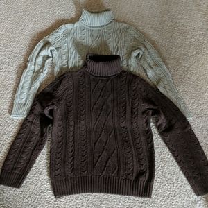Turtleneck cable knit sweaters